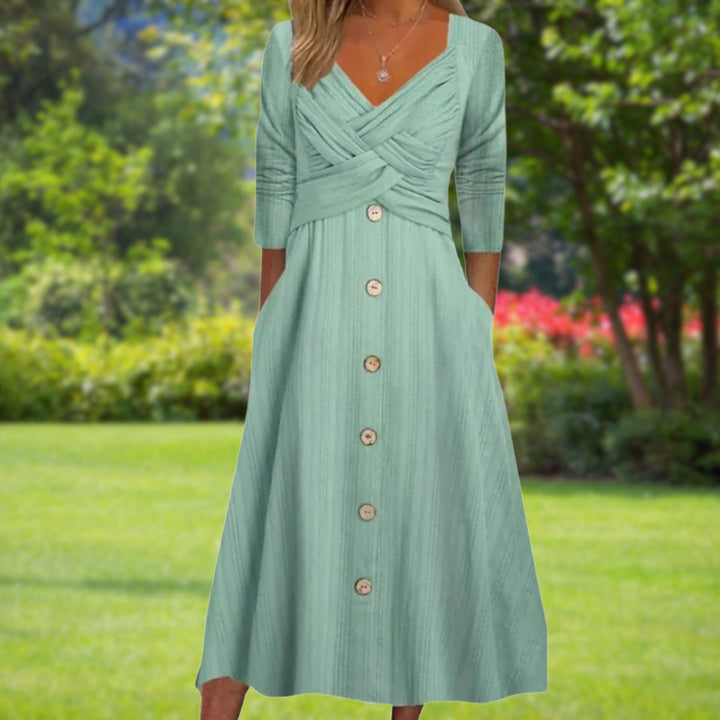 Erica™ | Elegant Tummy Coverage Midi Dress
