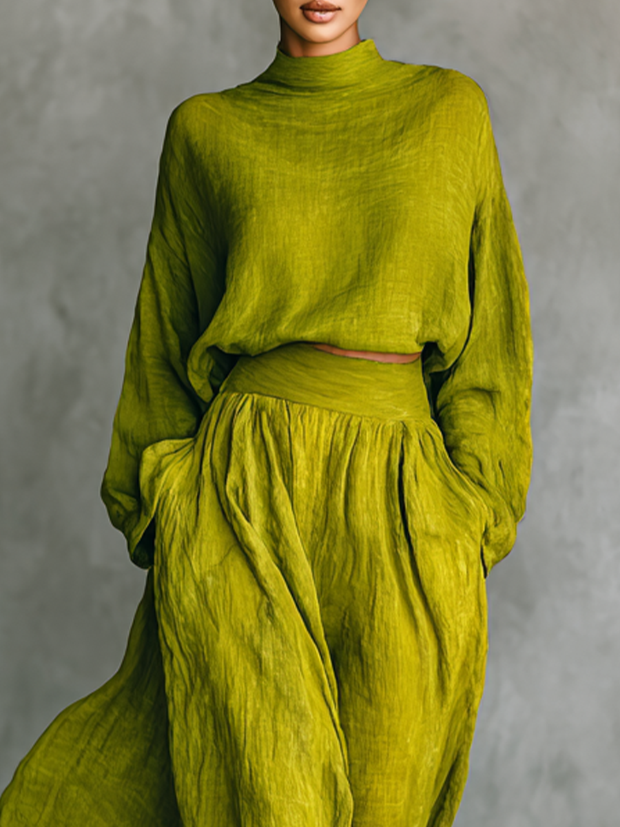 Pilar | Women’s Green Suit in Cotton and Linen Blend