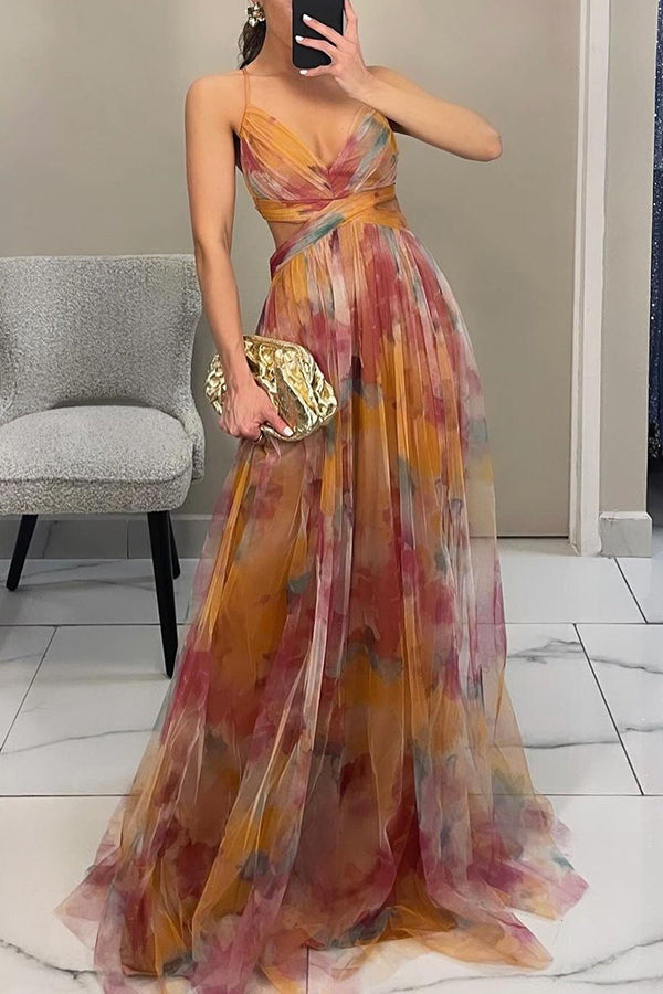 Crista | Flowing Printed Evening Dress