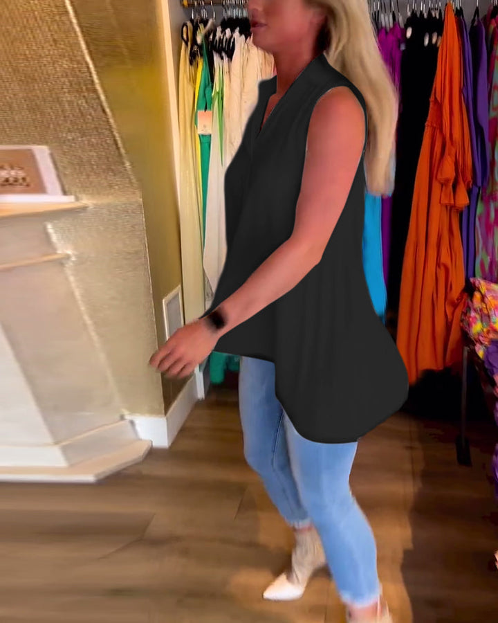 Candice | Sleeveless Collared Top
