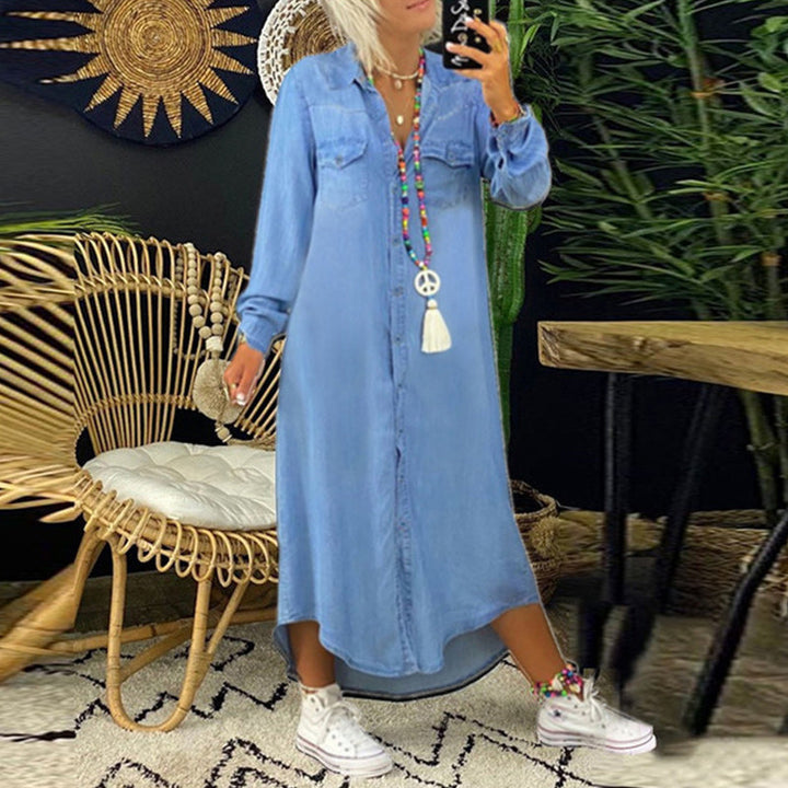 Elsa™ | Long-Sleeve Denim Maxi Dress