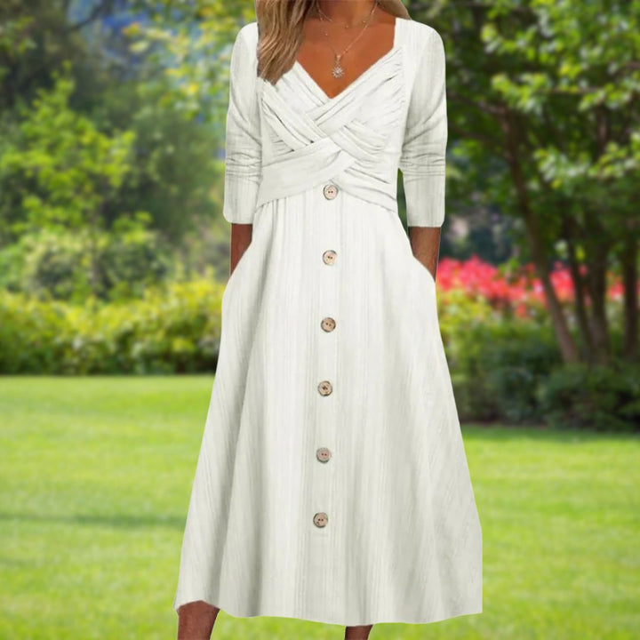 Erica™ | Elegant Tummy Coverage Midi Dress
