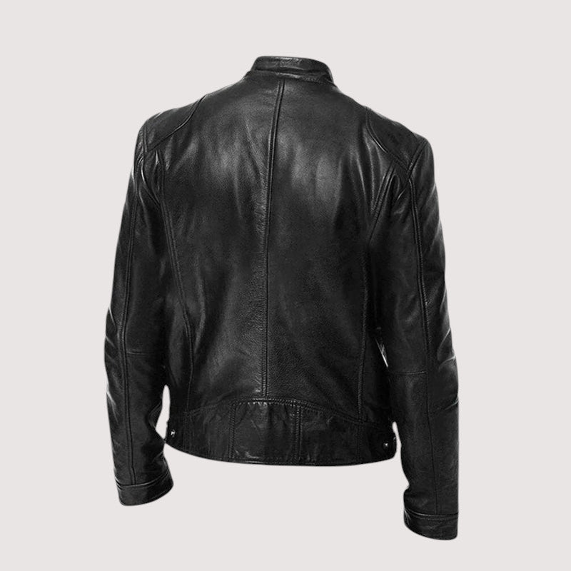 Zachary | Classic Stand Collar Leather Jacket