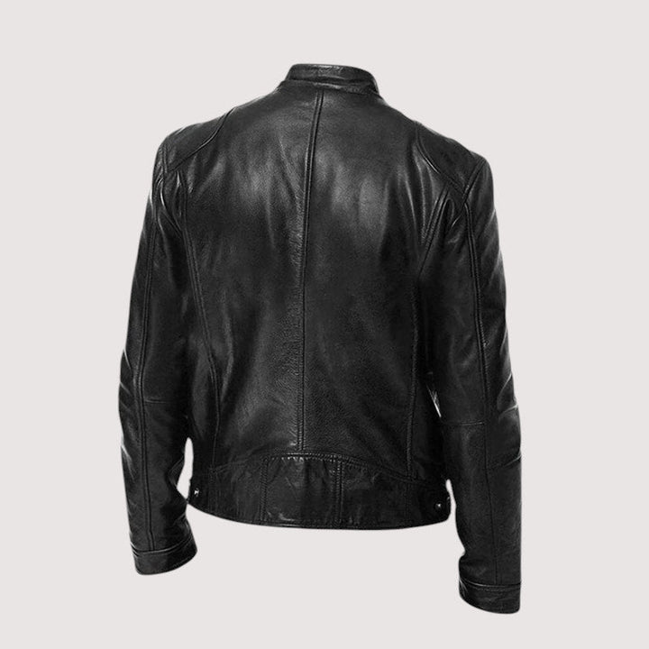 Zachary | Classic Stand Collar Leather Jacket