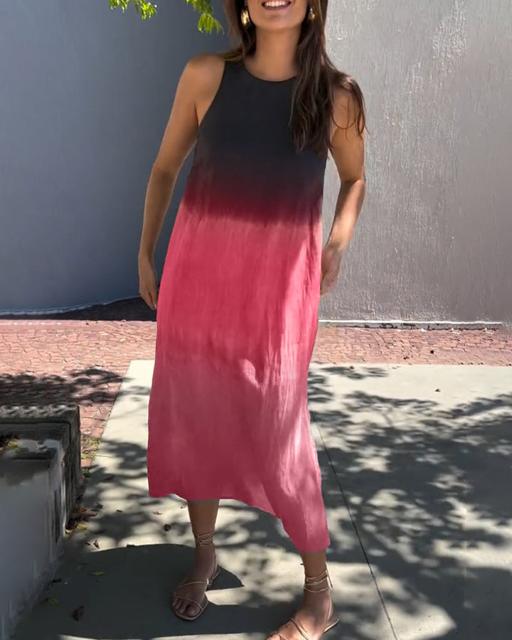 Gladys™ | Sleeveless Gradient Midi Dress Statement