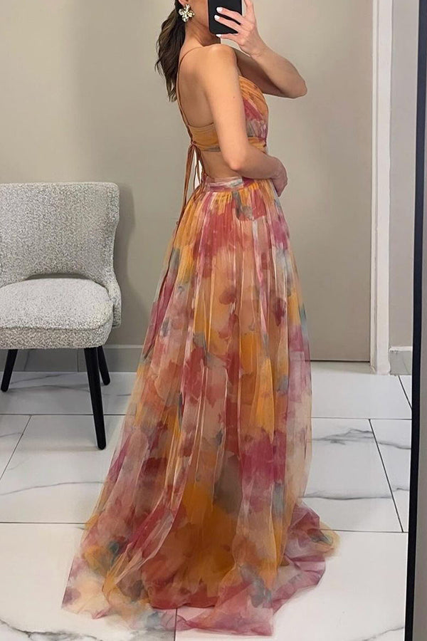Crista | Flowing Printed Evening Dress