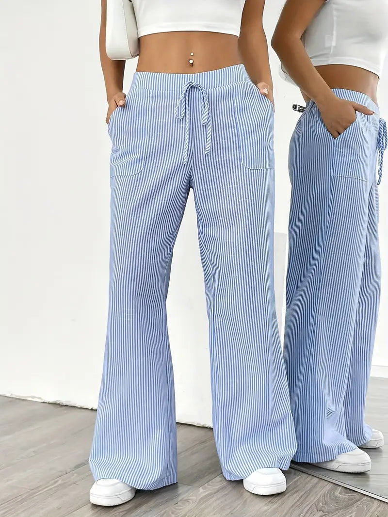 April | Elegant Striped Pants with Pockets
