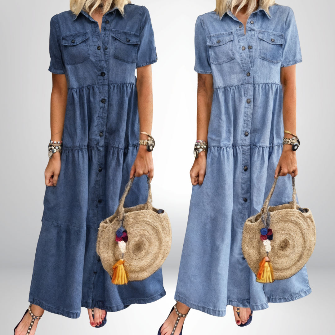 Victoria® | Soft Button-Down Denim Dress
