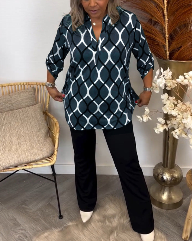 Crystal™ | Long Sleeve Blouse Diamond Geo Edit