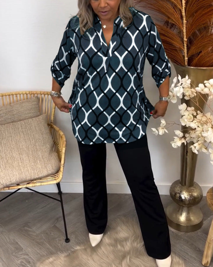 Crystal™ | Long Sleeve Blouse Diamond Geo Edit