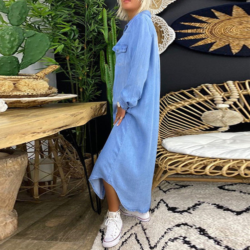 Elsa™ | Long-Sleeve Denim Maxi Dress