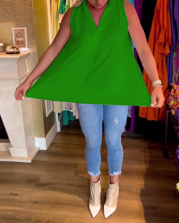 Candice | Sleeveless Collared Top