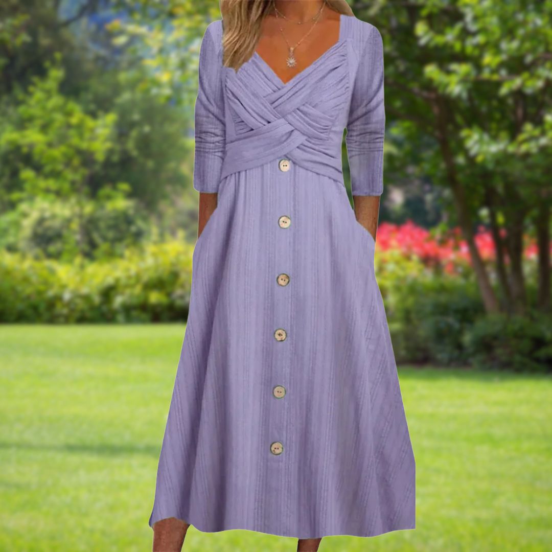 Erica™ | Elegant Tummy Coverage Midi Dress