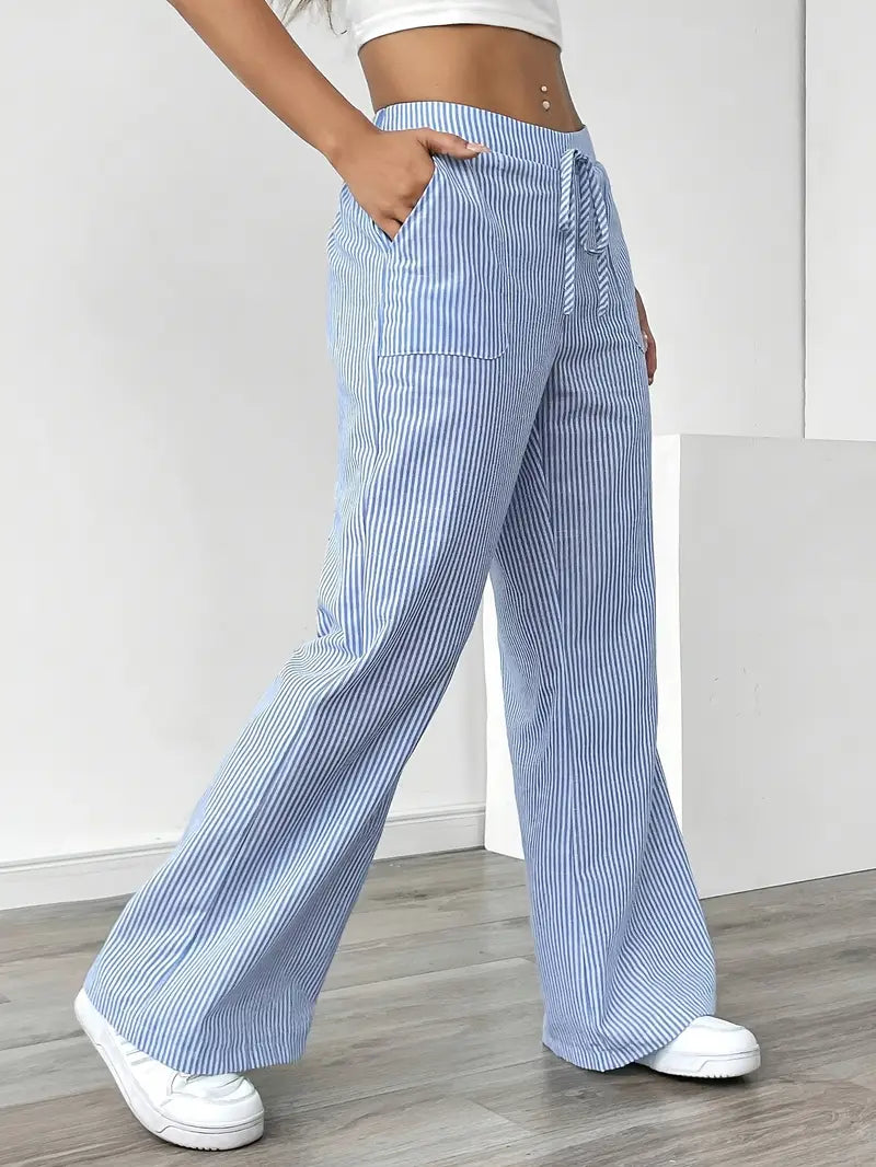 April | Elegant Striped Pants with Pockets