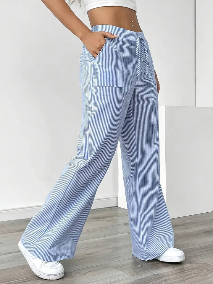 April | Elegant Striped Pants with Pockets