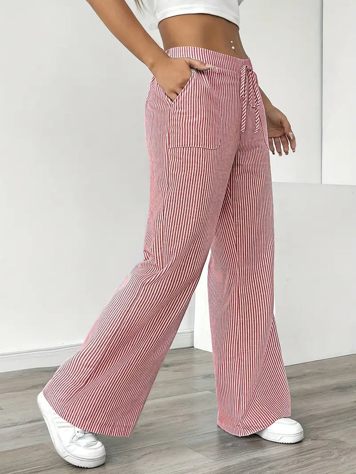 April | Elegant Striped Pants with Pockets