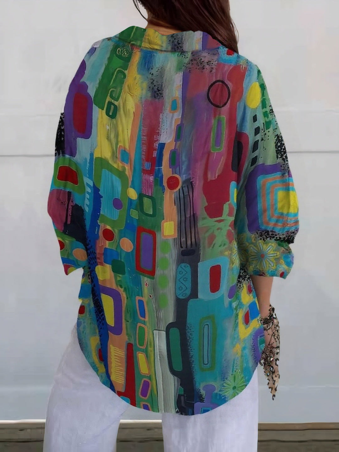 Aria™ | Abstract Print Button-Up Blouse
