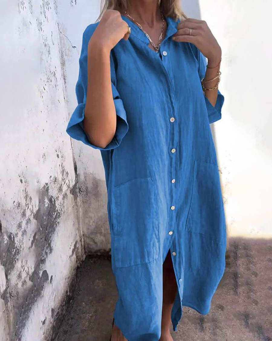 Savannah | Oversized Boho Shirt Dress with Embroidery