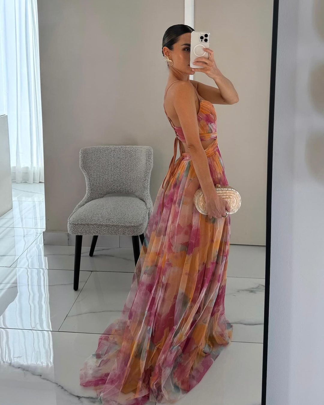 Crista | Flowing Printed Evening Dress