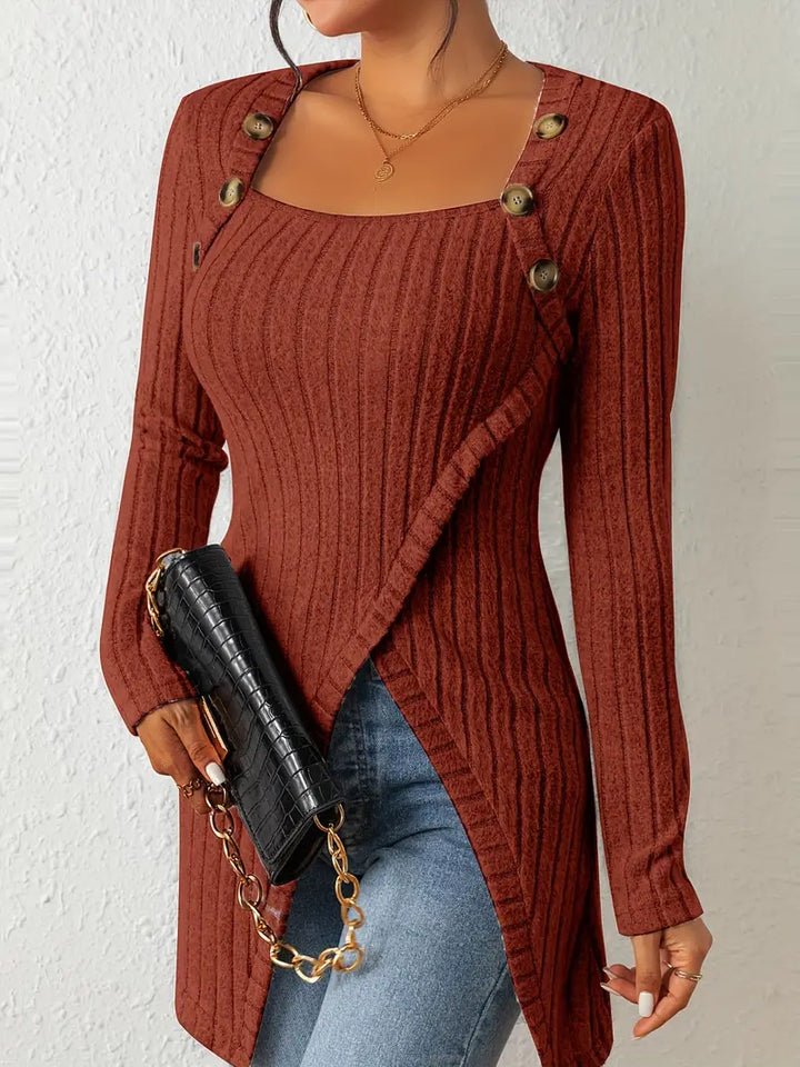 Erika | Button Detail Long Sleeve Top