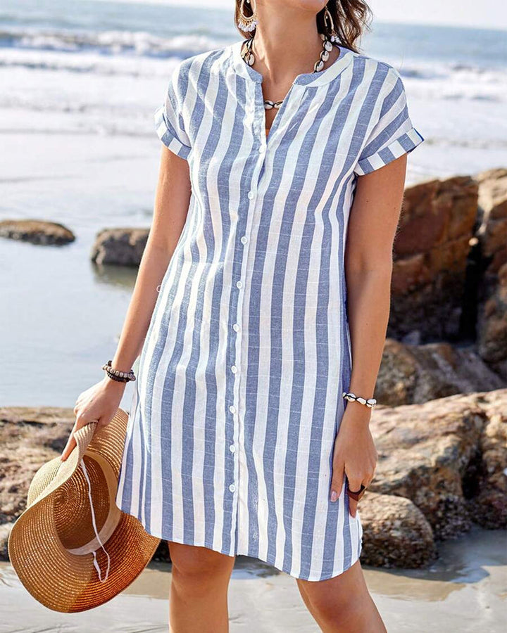 Hailey™ | Striped Button-Down Shirt Dress