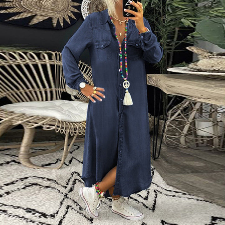 Elsa™ | Long-Sleeve Denim Maxi Dress