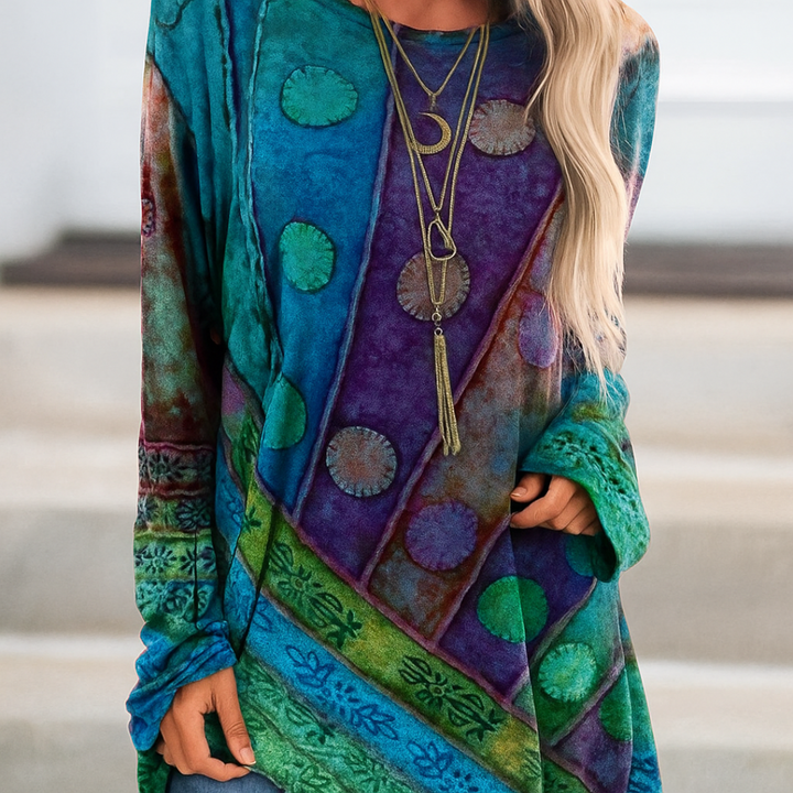 Karen | Boho Patchwork Long Sleeve Top