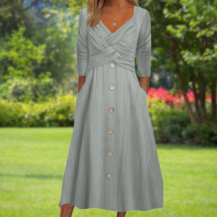 Erica™ | Elegant Tummy Coverage Midi Dress