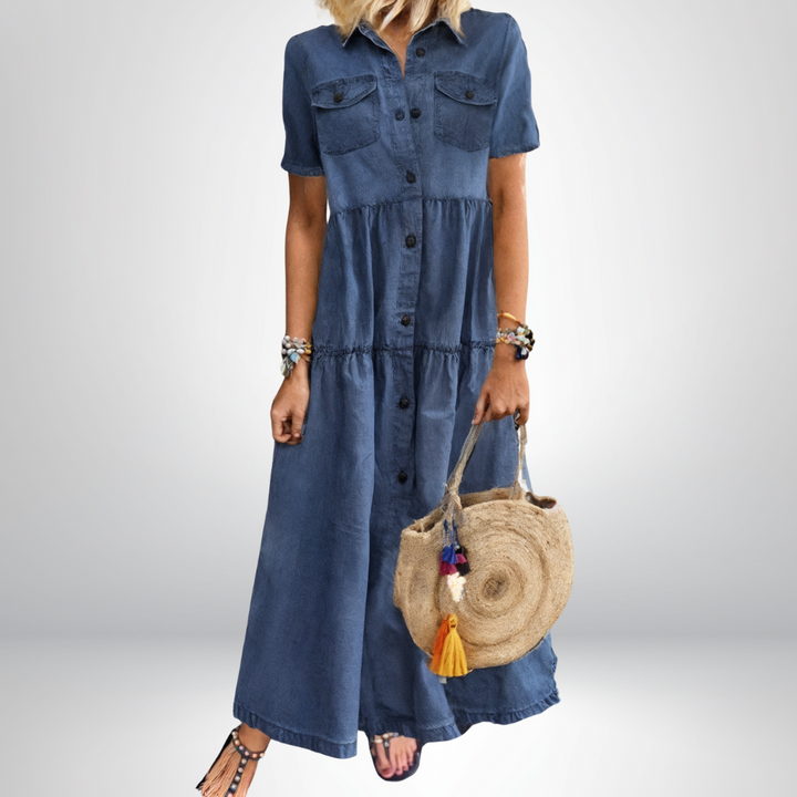Victoria® | Soft Button-Down Denim Dress
