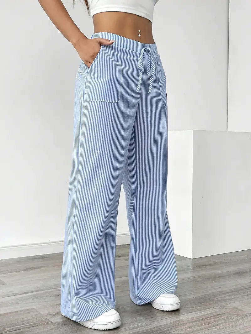April | Elegant Striped Pants with Pockets