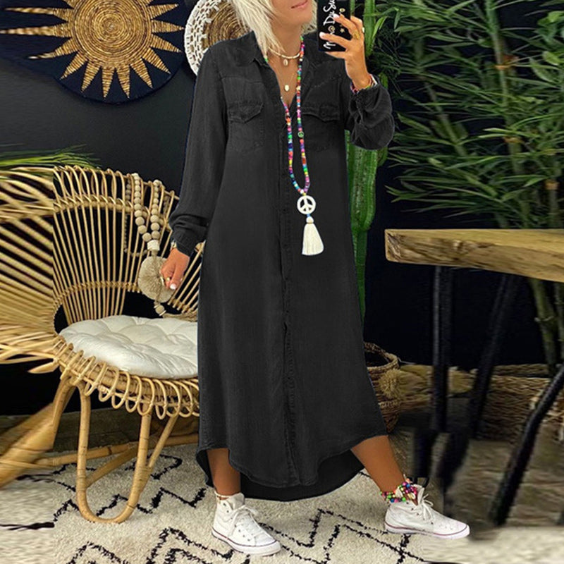 Elsa™ | Long-Sleeve Denim Maxi Dress