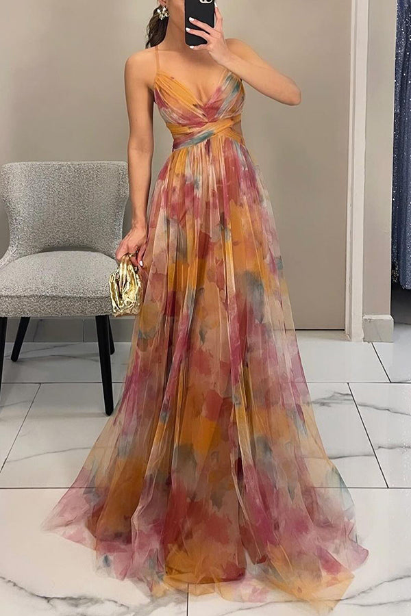 Crista | Flowing Printed Evening Dress