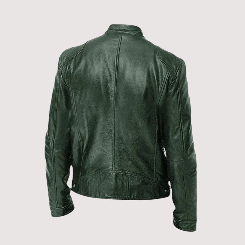 Zachary | Classic Stand Collar Leather Jacket