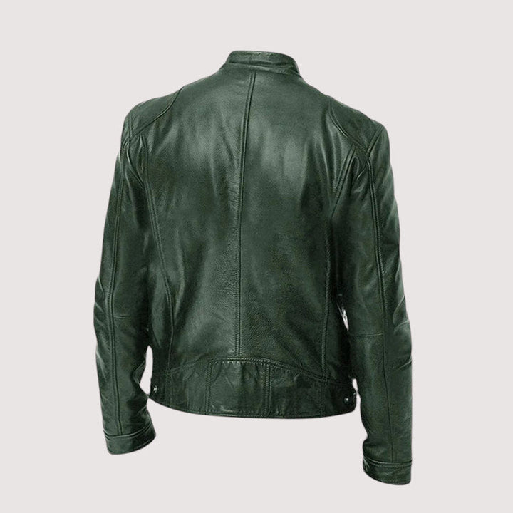 Zachary | Classic Stand Collar Leather Jacket