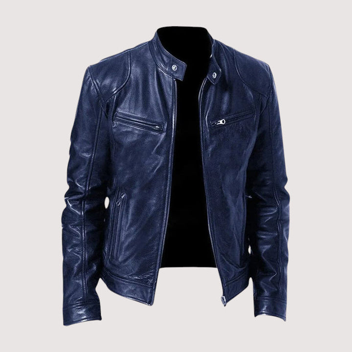 Zachary | Classic Stand Collar Leather Jacket