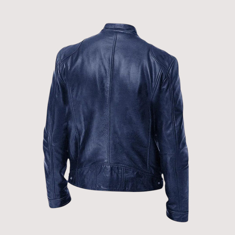 Zachary | Classic Stand Collar Leather Jacket