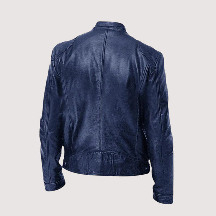 Zachary | Classic Stand Collar Leather Jacket