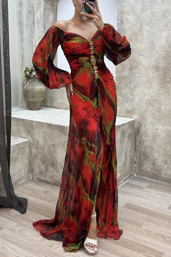 Vina | Ruched Off-Shoulder Maxi Dress