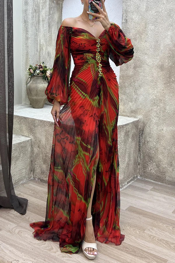 Vina | Ruched Off-Shoulder Maxi Dress