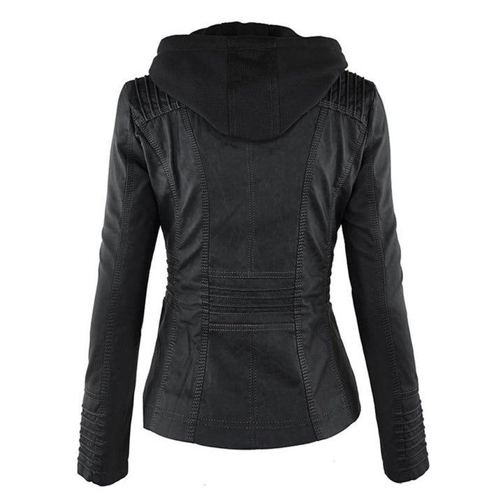Sarah | Modern Hooded Leather Moto Jacket