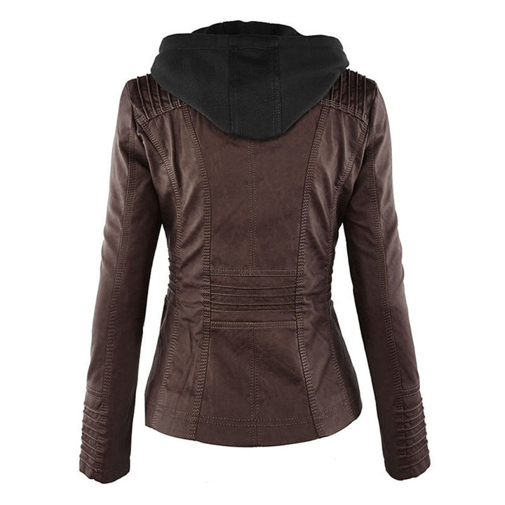 Sarah | Modern Hooded Leather Moto Jacket
