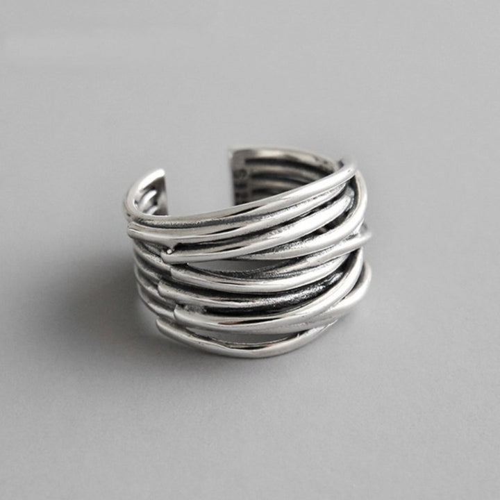 Caroline | Adjustable Layered Silver Ring