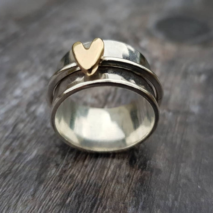 Camilla | Silver Ring with Golden Heart