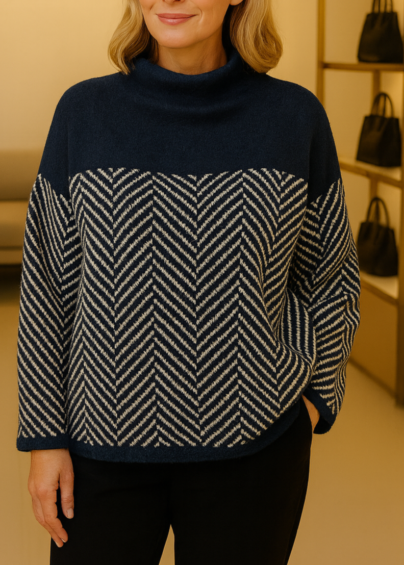 Anna | Patterned High-Neck Sweater