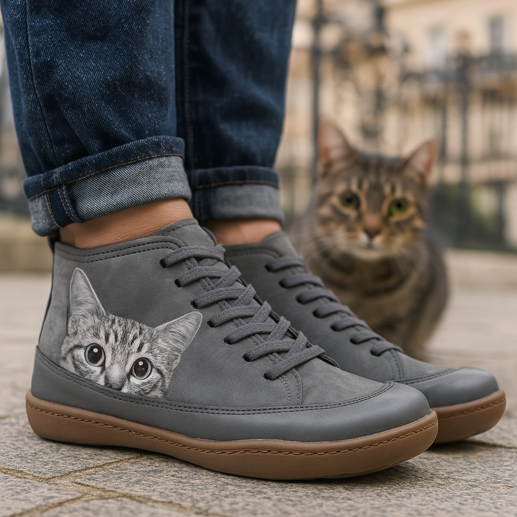 Alessia | Casual Cat Print Ankle Boots