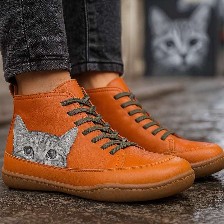 Alessia | Casual Cat Print Ankle Boots