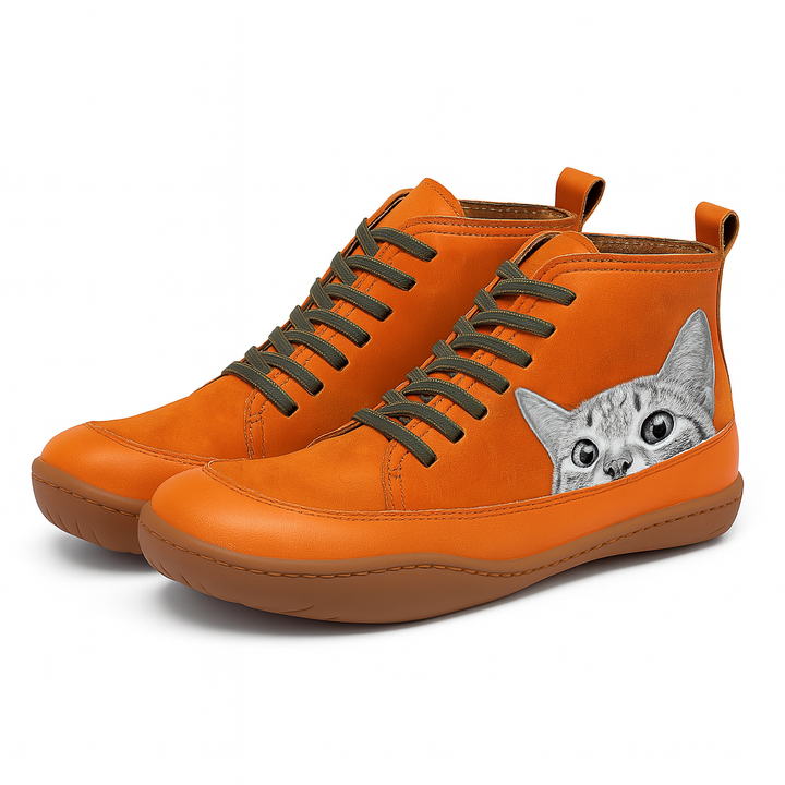 Alessia | Casual Cat Print Ankle Boots