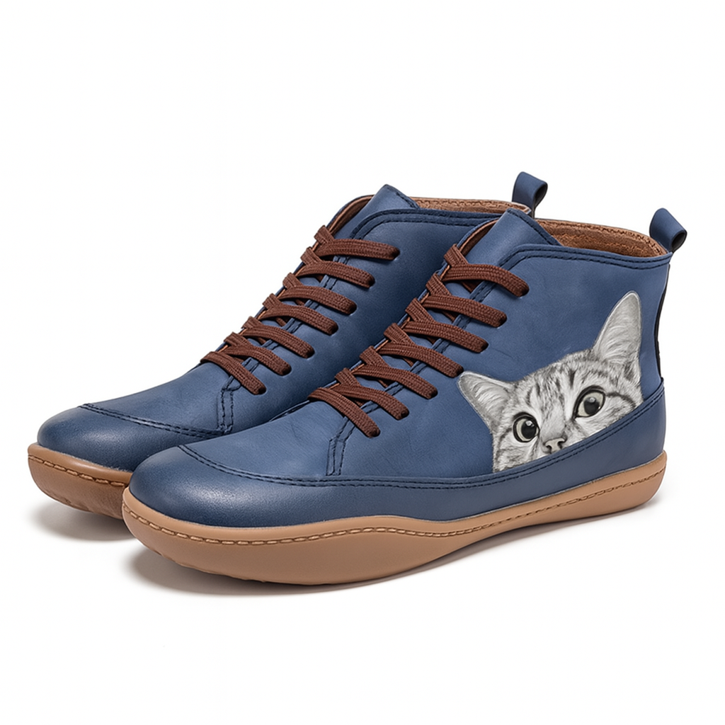 Alessia | Casual Cat Print Ankle Boots