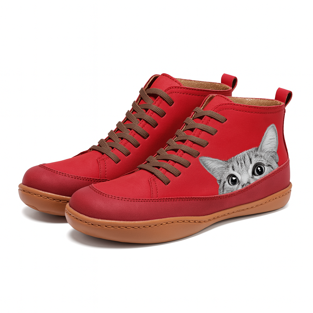 Alessia | Casual Cat Print Ankle Boots