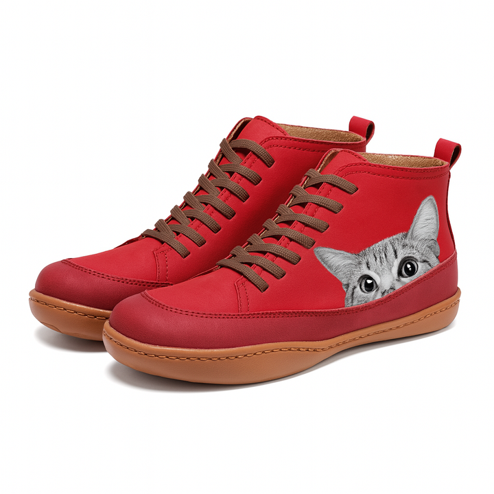 Alessia | Casual Cat Print Ankle Boots